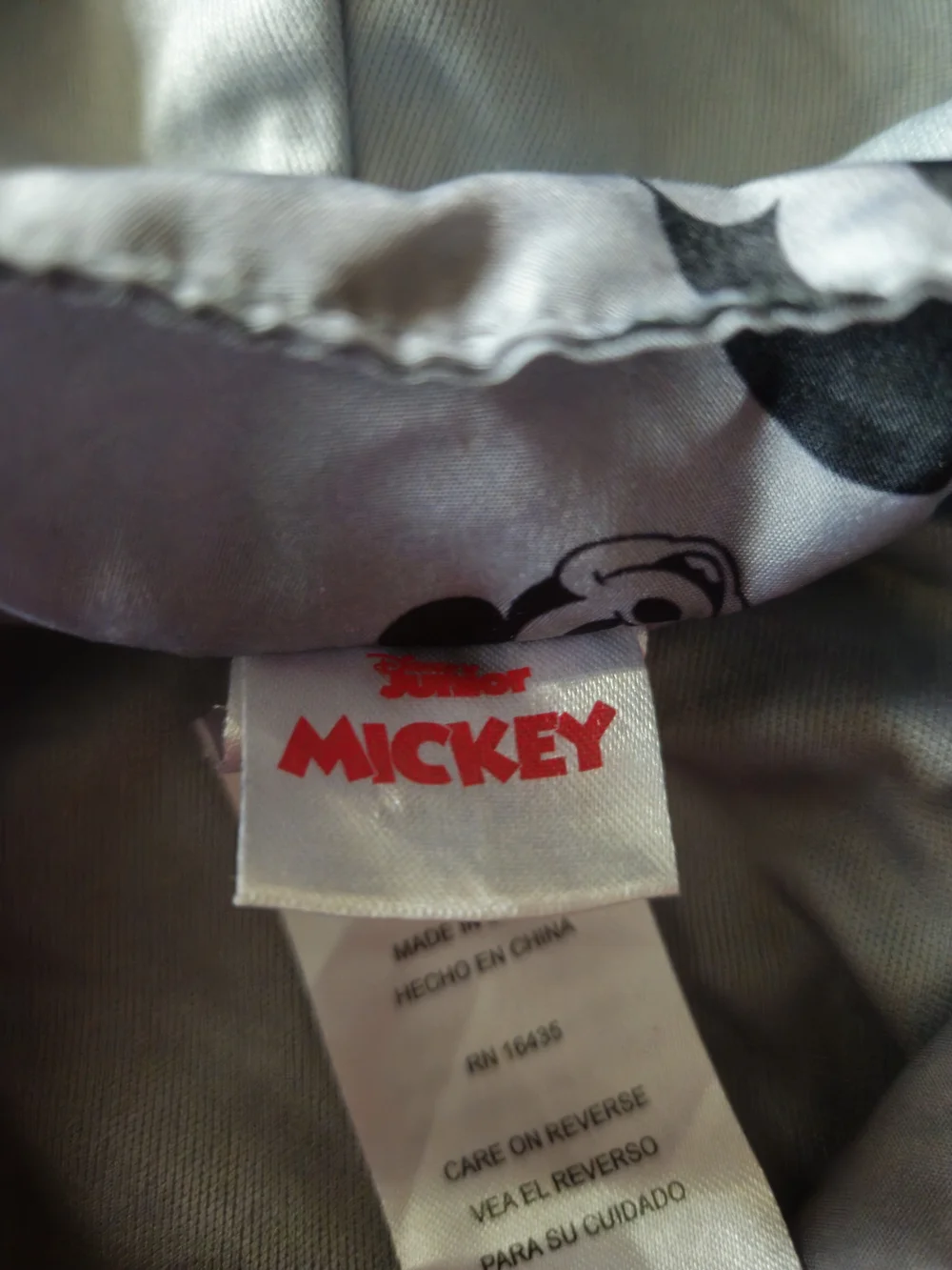 Disney Gray Mickey Mouse Hooded Windbreaker with Red Zipper